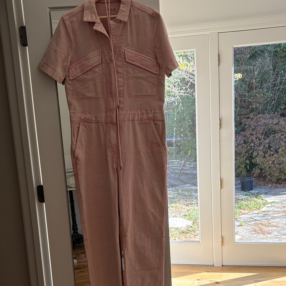 Faherty Light Pink Short-Sleeve Jumpsuit